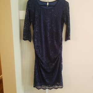 Blue lace maternity dress